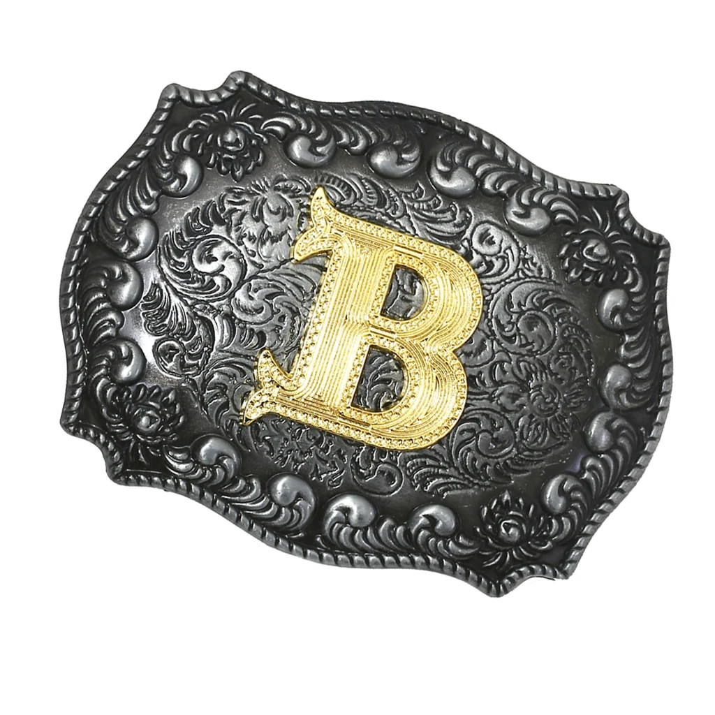 B Мужская Ковбойская Техасская Пряжка для ремней Rodeo подарки Ювелирные изделия начальные буквы A-Z - Цвет: B