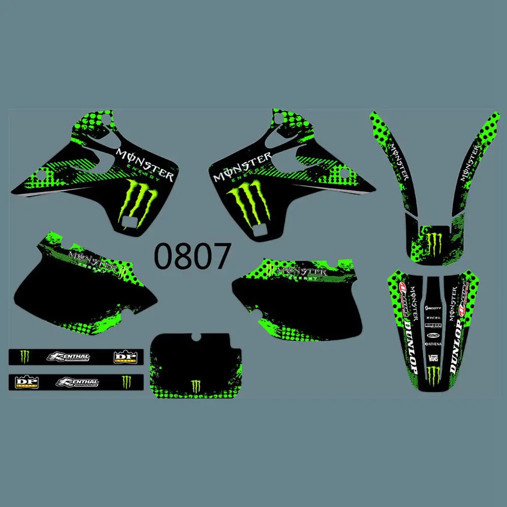 

Ghost Claw Full Graphics Decals Stickers Custom Number Name Glossy Bright Stickers Waterproof for KAWASAKI KX125 KX250 1992-1993