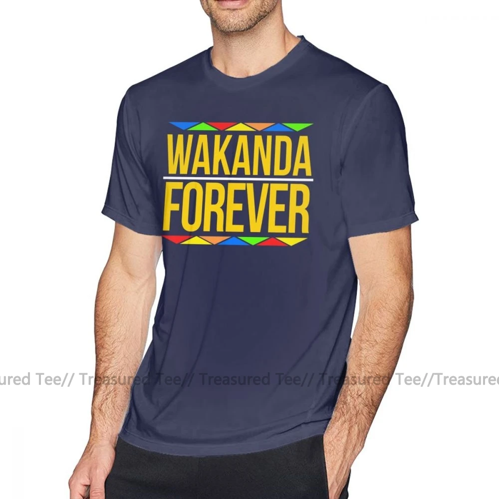 Wakanda футболка WakandaForever Wakanda Forever футболка 5x мужские футболки Милая модная футболка с коротким рукавом - Цвет: Navy Blue
