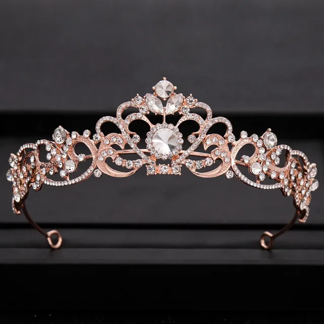 Wedding Crown Hair Jewelry Bridal  Hair Accessories Women Baroque Crown Rhinestones Crystal Tiaras Bride QueenParty Crowns Gift Rose gold