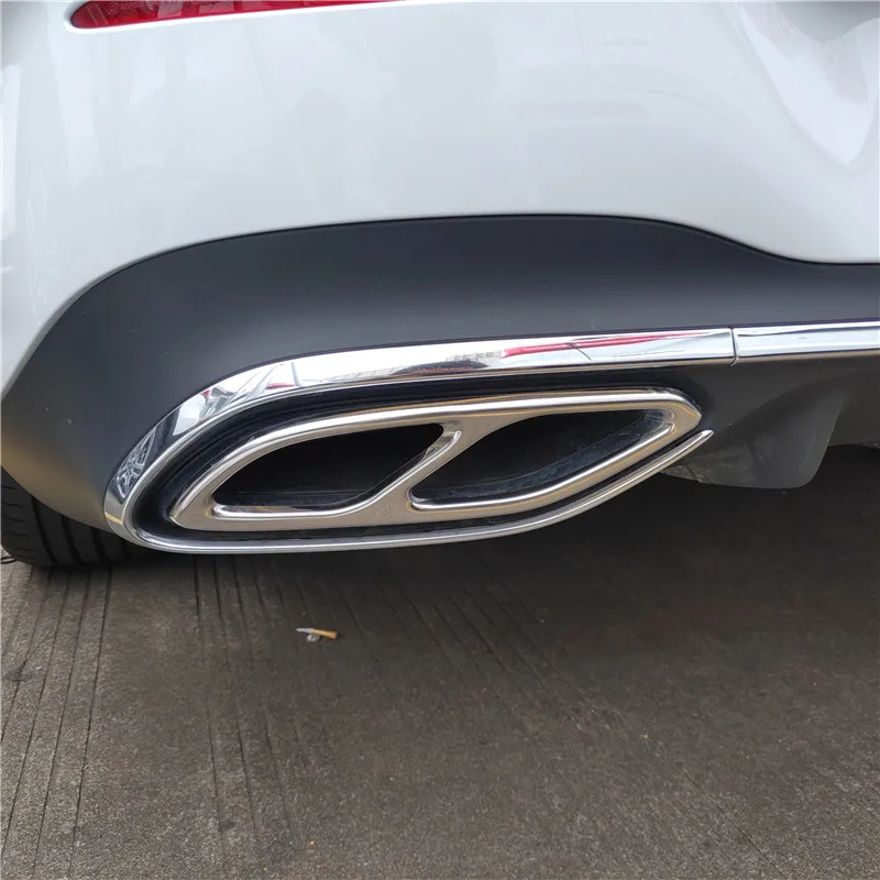 Car Styling Stainless Steel Automobiles Tail Throat Stickers Cover Trim For Mercedes Benz CLA C118 Exhaust Pipe Accessories car stickers