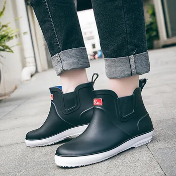 

Rain Boots Male Short Cylinder Low Help Rain Boots Non-slip Wear Resistant Water Shoes Work Shoes Chef Rubber Shoes Waterproof