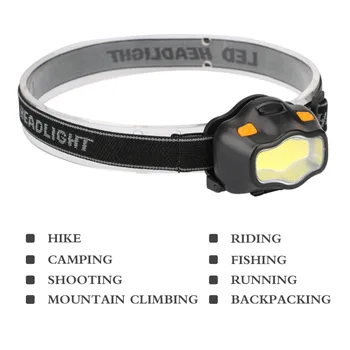

COB LED Super Bright Mini Headlight Flashlight Head Lamp 3-Mode Rainproof Camping Linterna Frontal Lantern Use AAA