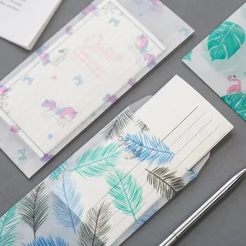 

4pcs Transparent Sulphate Paper Envelope and stickers Set Lovely Storage Bag Freshness Beauty Stationery