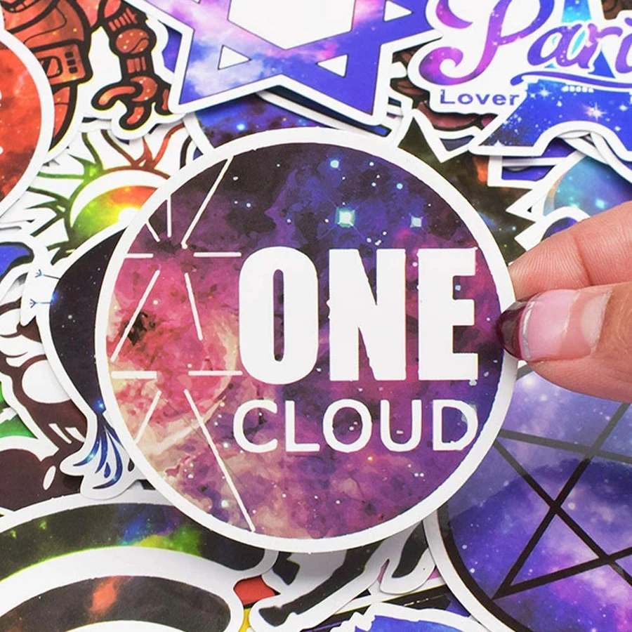 50 PCS Mixed Galaxy Stickers Stars Dream Anime Cartoon Stickers for Laptop Computer Skateboard Luggage Phone Moto Car Decals