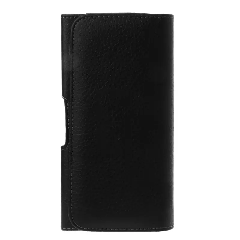 Universal Pria Hitam Leather Belt Sarung Klip Ponsel Kantong Horisontal Pinggang Casing untuk iPhone Samsung Huawei Xiaomi Ponsel