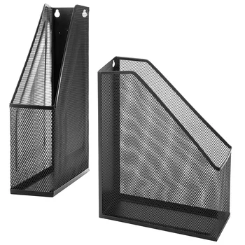 

Wire Mesh Wall Mounted or Freestanding File Holder, Magazine and Folder, Set of 2, Black