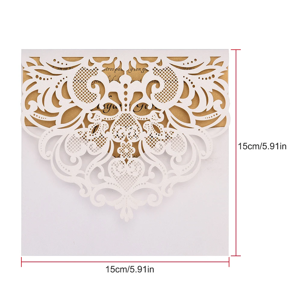  10Pcs European Style Pearl Paper Floral Invitation Cards Laser Cut Bee Pattern Wedding Invitations  - 4000063298169