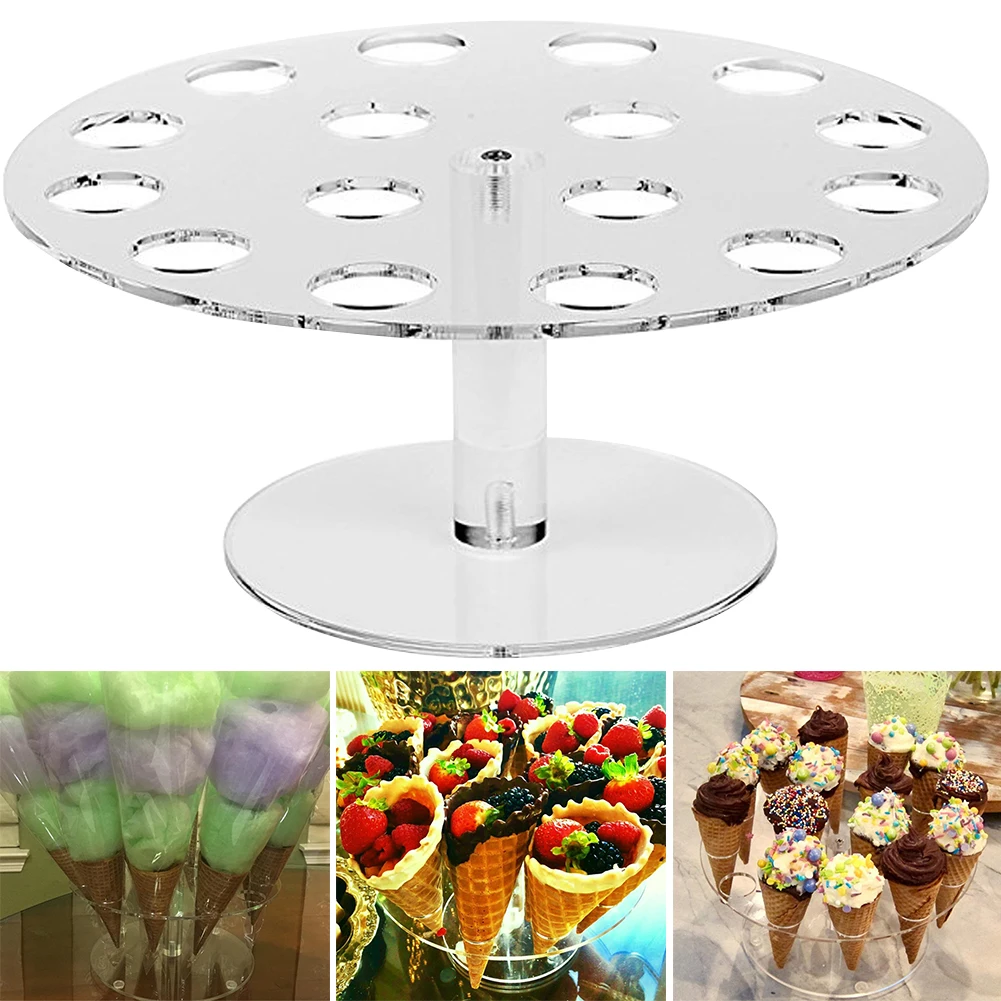 Kids Afternoon Tea Party Sushi Hand Roll 16 Hole Transparent Acrylic Home Eco-friendly Cone Holder Food Display Ice Cream Stand