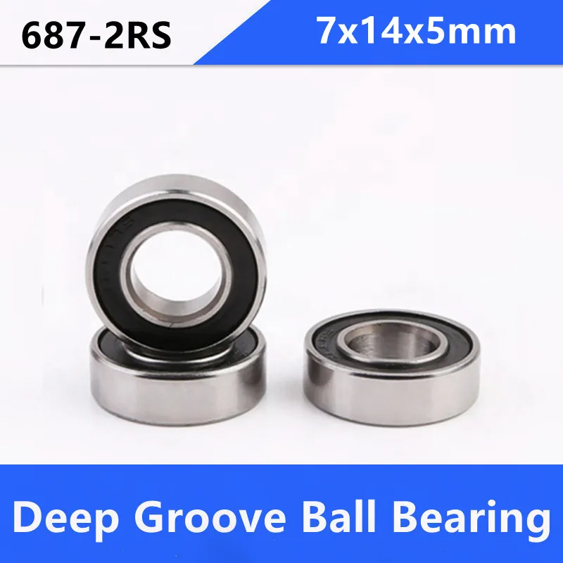 8x 687-2RS Ball Bearing 14mm x 7mm x 5mm Free Shipping 2RS RS Rubber 