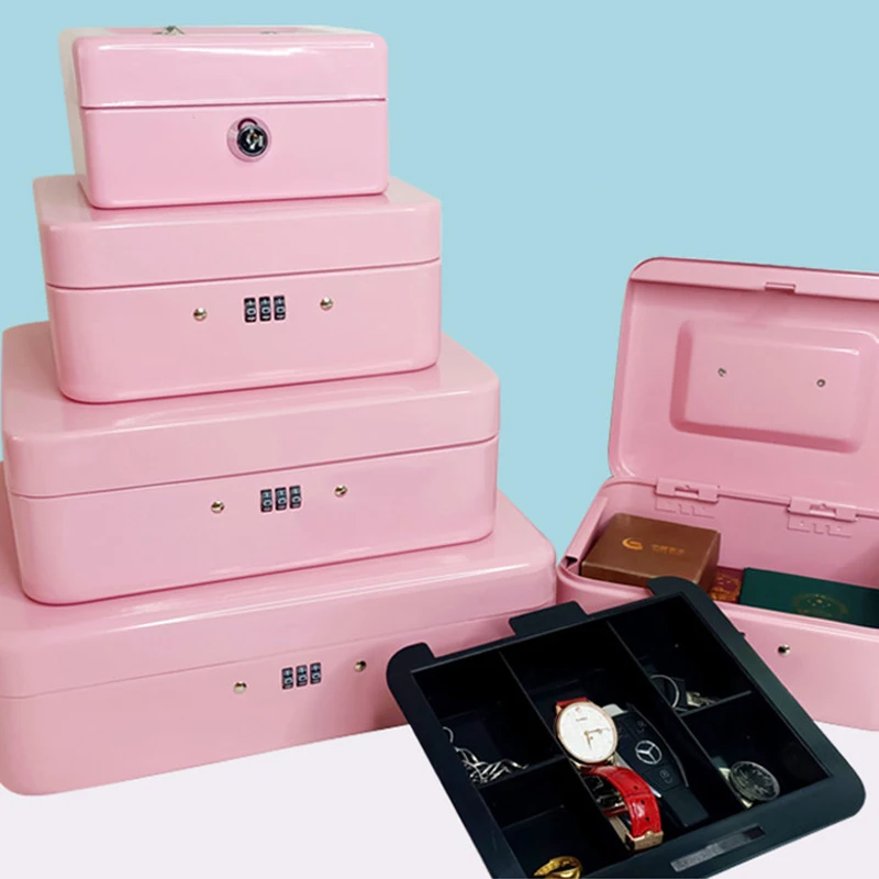 Metal Box Portable Security Safe Box Password Lock Children Money Bank Jewelry Storage For Home School Office