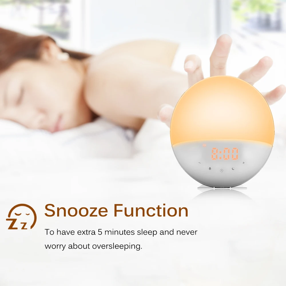 Многофункциональный Будильник Wake Up Light цифровой будильник природа ночник часы Sunrise красочный свет с природным звуком fm-радио