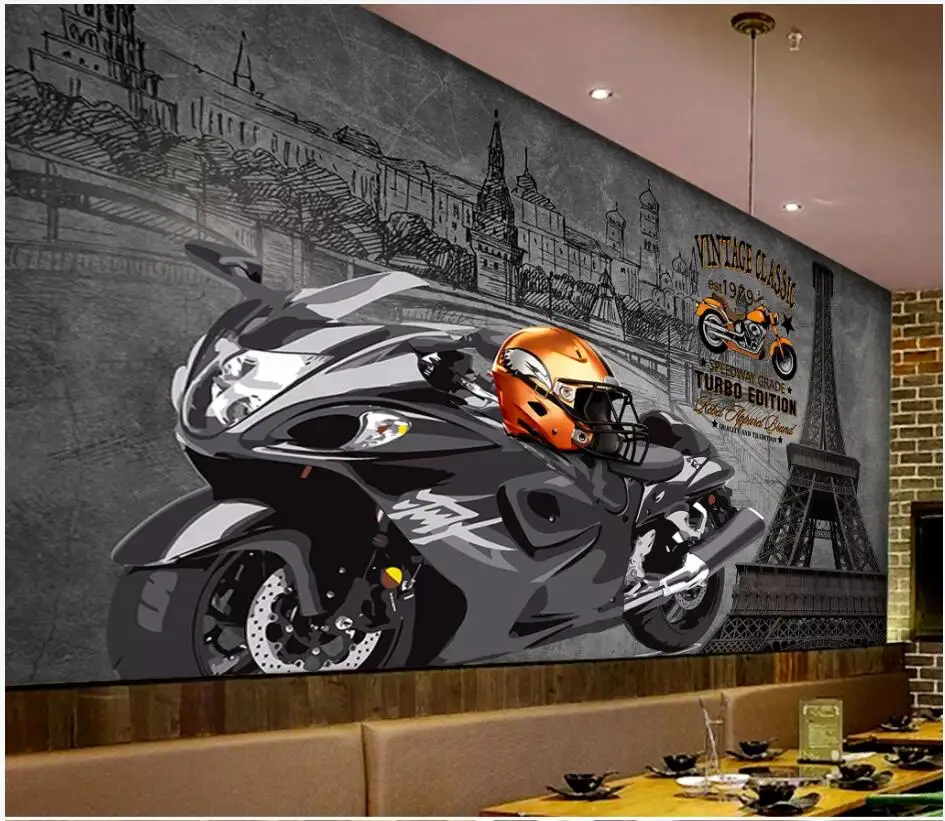WDBH 3d обои на заказ фото промышленные ветровые мотоциклетные цементные стены бар Домашний Декор 3d стеновые обои для стен 3 d