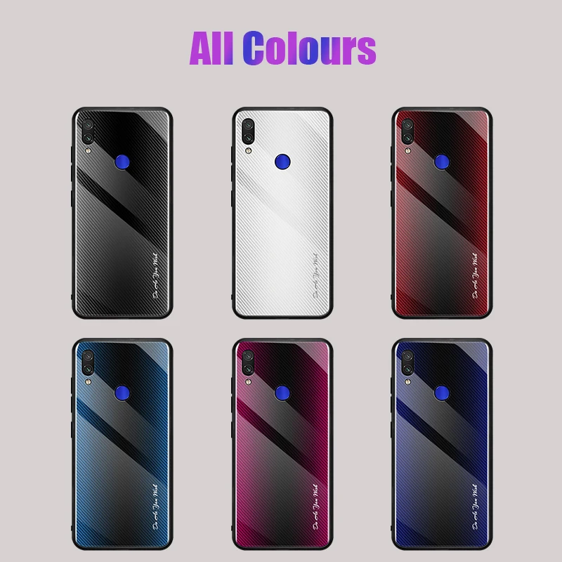 

Gradient Stripes Glass Phone Case For Xiaomi Redmi Note 7 Note7 7A Protective Cover Business Shell For Redmi7 Redmi7A TPU Fundas