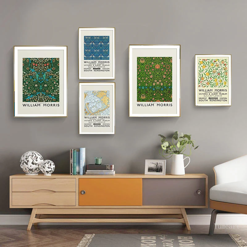 William Morris Floral Wall Art Canvas Painting Exhibition Print Mid Century Poster Leaf Pattern Picture Modern Office Home Decor | Дом и сад