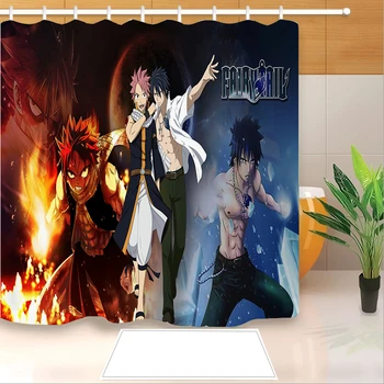 

High Quality Anime Fairy Tail 3D Printed Shower Curtains Bath Products Bathroom Decor with Hooks Waterproof 03