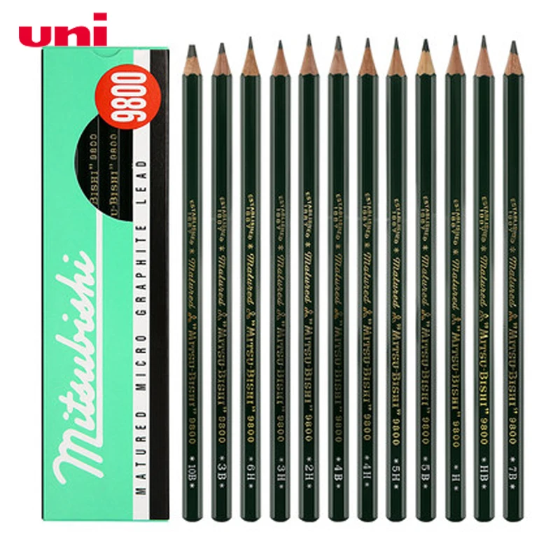 12 шт./лот Uni 9800 карандаши для рисования 2B 8B разноцветные серого цвета