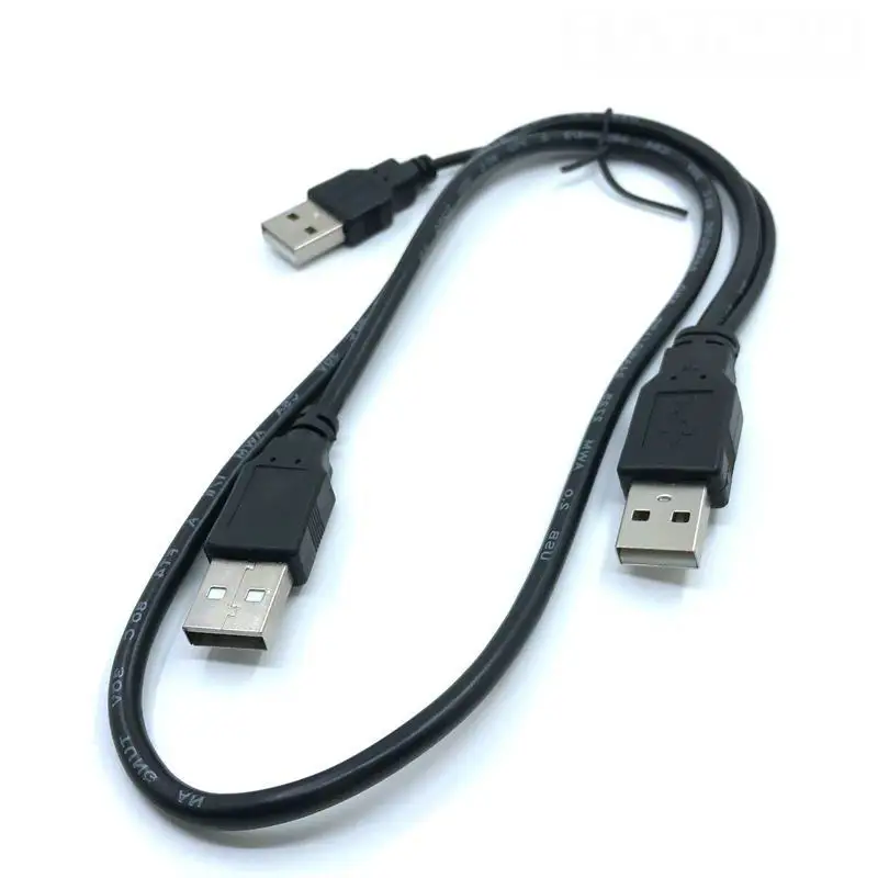 Black 70cm 0.7m 2ft USB2.0 USB 2.0 three A Type 3A Male HDD data power Y Cable For Mobile Hard Disk Drive HDD