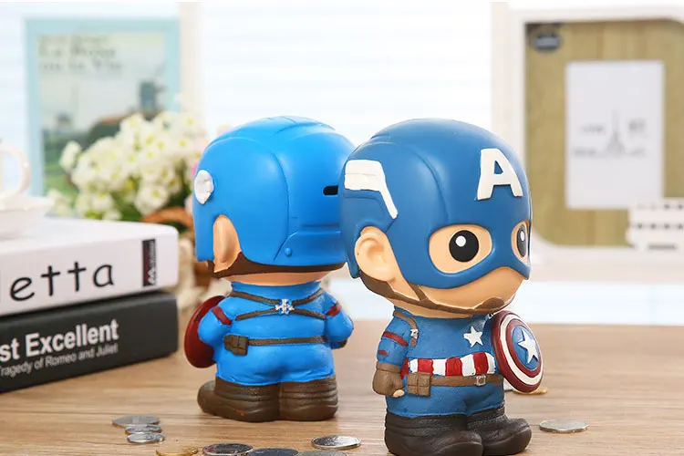 Мультфильм Marvel супергерой Капитан Америка Косплей Реквизит каваи монета копилка для детей смолы экономии горшок украшения подарки