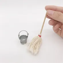 1:12 Кукольный домик Миниатюрные весы сказочная садовая мебель винтажный коплект ведро и Швабра Кукольный дом аксессуары моделирование детская игрушка M40