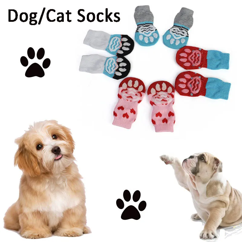 En venta 4 unids/set lindo perro cachorro gato zapatos zapatillas antideslizante calcetines lindo animal Pet interior para perros pequeños perros gatos botas de nieve calcetines suministros para mascotas YDwpe1xmgpa