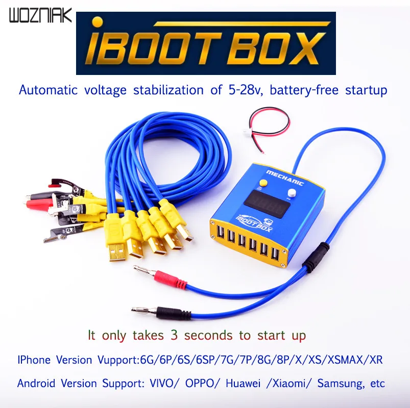 Продажа Механик iBoot Box силовой Тестовый Кабель источник питания батареи для iPhone XR XSMAX XS X 8P 8G 7P 6P One touch power on принимает только
