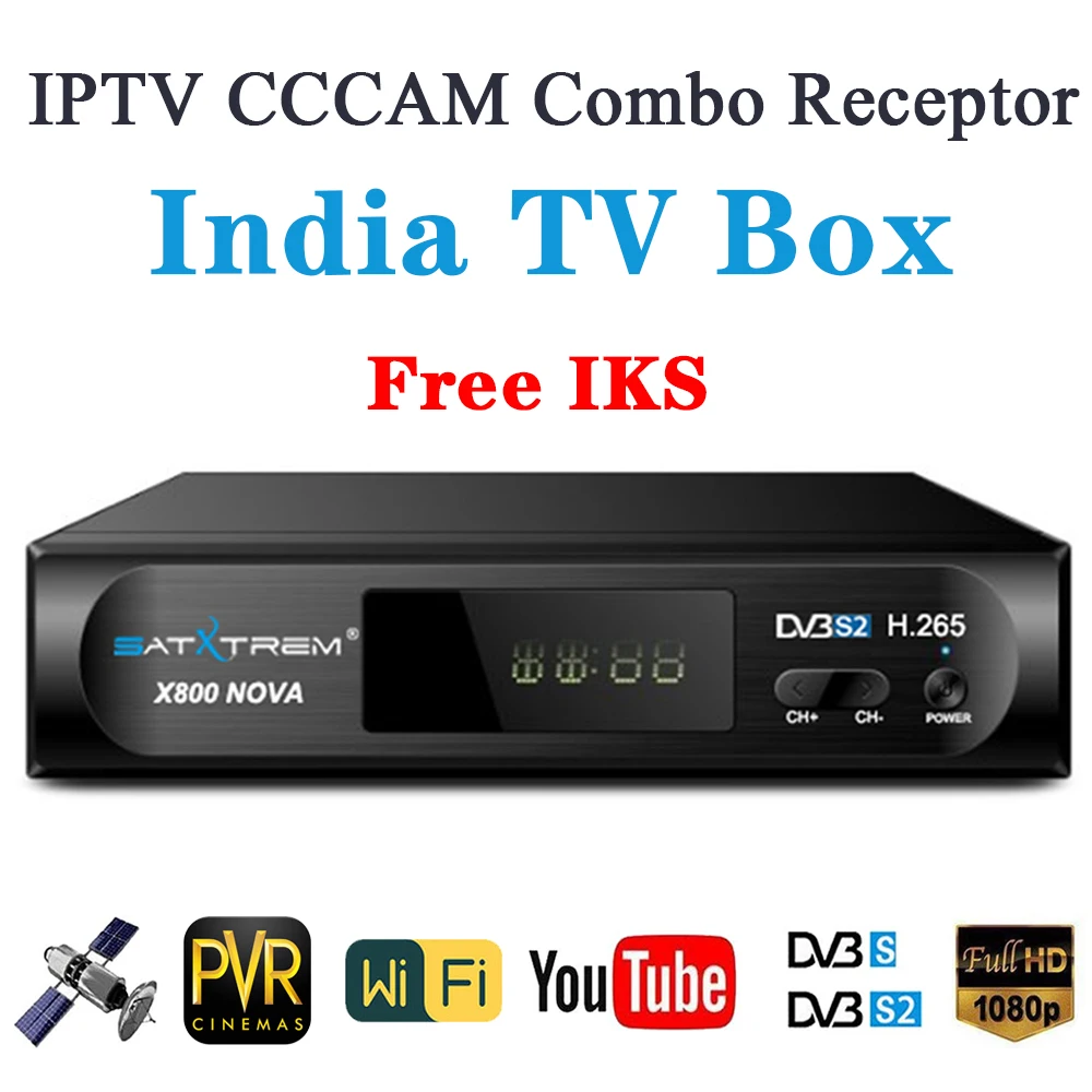 

Satxtrem X800 Nova India Satellite Receiver Digital TV DVB S2 IKS Satelite Decoder DVB-S2 HD TV Tuner IPTV Cccam Combo DVBS2 Box