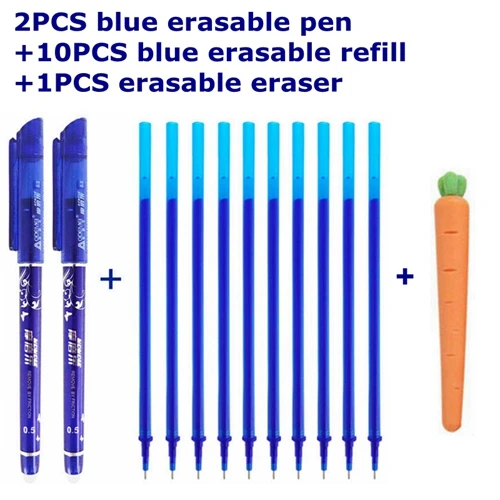 B style blue ink Стираемая ручка стержень набор гелевых ручек 0,5 мм синие/черные чернила стержни шариковые для школы и офиса канцелярские принадлежности - Цвет: B style blue ink