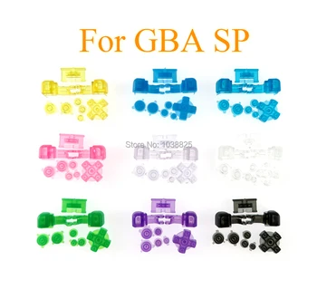 

Clear Plastic Full Button Set For GBA SP A B Select Start Power On Off L R Buttons D Pad Transparent