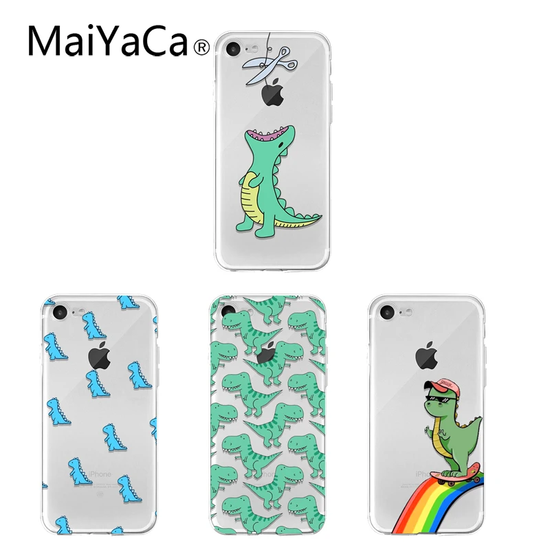 

MaiYaCa Cute Cartoon Dinosaur Cases For iPhone XS Max XR XS X 6 6S 7 8 Plus Soft TPU Transparent Phone Back Cover Coque Gift