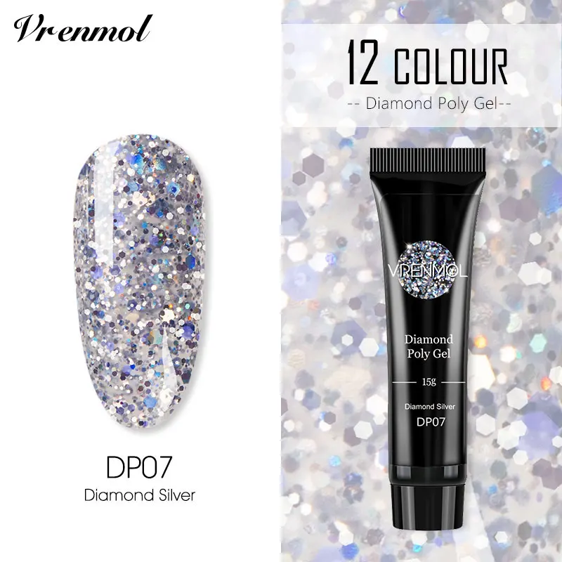 Vrenmol 15g Acrylic Color Poly Gel Gel Nail Polish Gel Finger Extension Poly Gel Camouflage Soak Off UV Camouflage Nail Art - Color: DP07