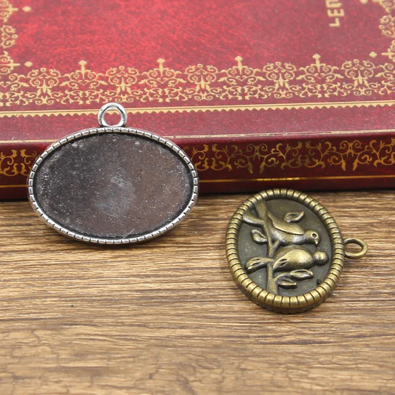 4 шт. античный бронзовый кулон в форме овальной птицы для самостоятельного