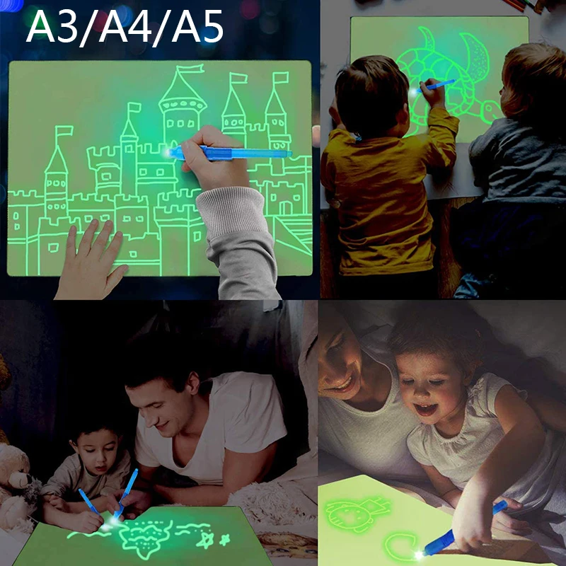Elice Educational Toy Drawing pad Tablet light drawing board for kids  Graffiti A5 A4 A3 Led Luminous Magic Raw With Light-fun - AliExpress