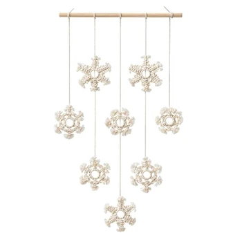

Macrame Wall Hanging Boho Home Decor Snowflake Photo Hanging Display Ornaments Christmas Bedroom Living Room Dorm Office