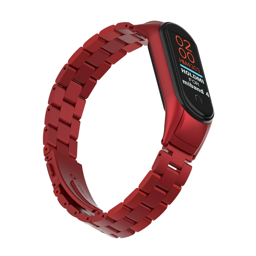 Ремешок mi Band 4 для Xiaomi mi Band 4 браслет Безвинтовой браслет из нержавеющей стали браслет mi Band 3 4 браслет mi band 4 3 Correa - Цвет: Red