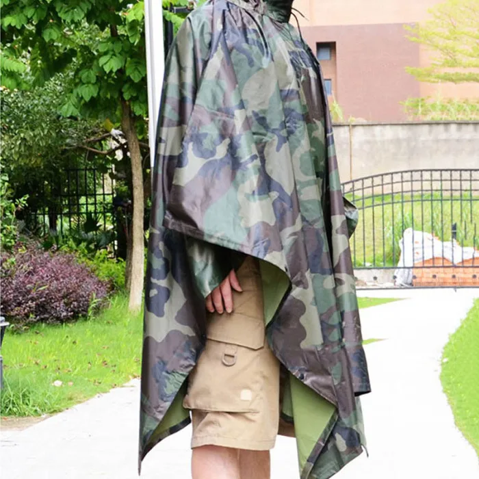 Multifunction Military Waterproof Camo Raincoat Rain Coat Men Women Raining Poncho for Camping Fishing Motorcycle F-Best