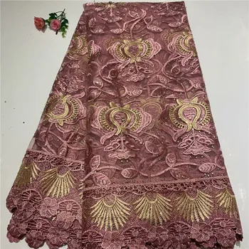 

Luxury wedding/party French net lace fabric with cord lace African tulle lace apparel cloth VRN305(5yards/lot)