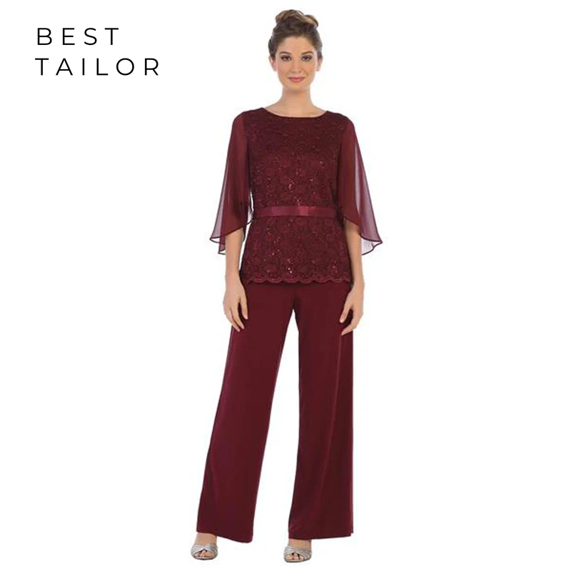 mother of the bride pant suits burgundy