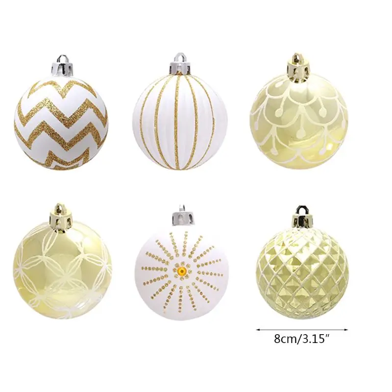 24 шт белые золотые смешанные Рождественские Елочные декоративные шары рождественские вечерние подвесные шары GXMA