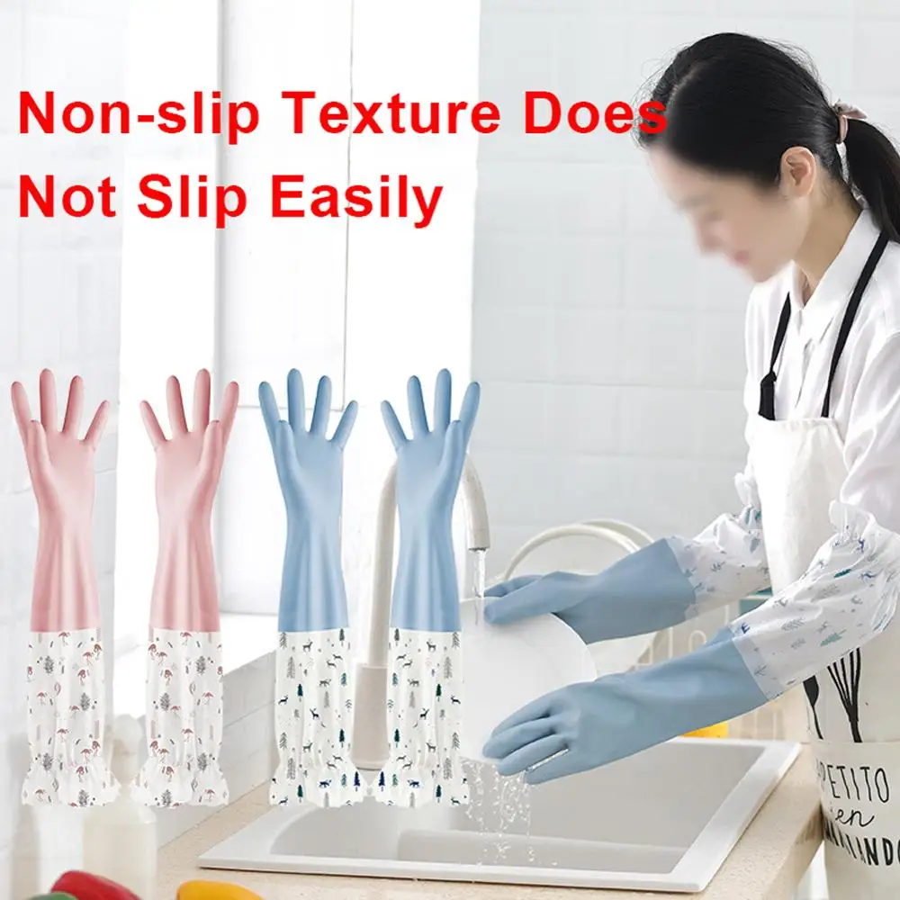 

High Quality Kitchen Cleaning Glow Multi Purpose Long Cuff Thick Warm Rubber Household Scrubber Cleaning Gloves