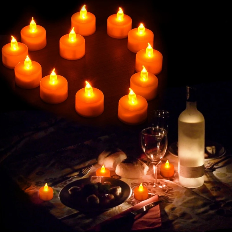 Декоративный светодиодный светильник, свадебные аксессуары, светодиодные свечи, чайная Мерцающая свеча, лампы и освещение, Diy, безопасные, вечерние, на батарейках, на Рождество