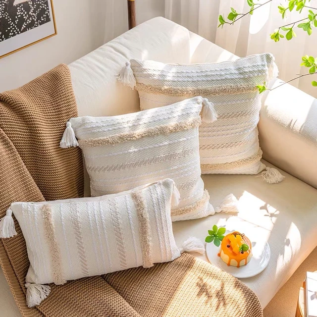 Pillow Covers Decorative Tassel  Decorative Cushions Beige Sofa - Throw  Pillows - Aliexpress
