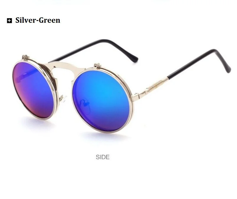 ray ban sunglasses women Retro Flip Round Sunglasses Men Women Metal Steampunk Style Sun Glasses Male Female Double Circular Clear Lens Eyeglasses fashion sunglasses