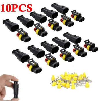 

10 Sets 2 Pin 2-Way Seal Waterproof Electrical Wire Superseal Connector HID Kit for Car Motorbike Truck Caravan Boat