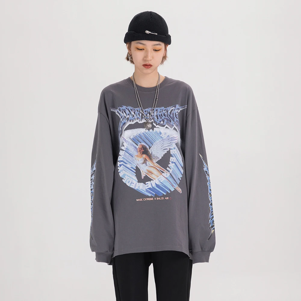 Women Long Sleeve Retro Graphic Tees 
