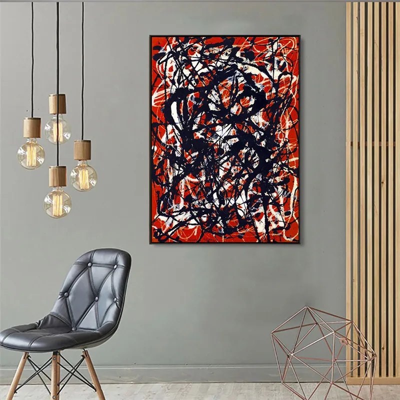 

Framed Canvas Free Form By Jackson Pollock Abstract Painting Wall Art Prints Reproduction Modern Art Pictures Home Wall Decor