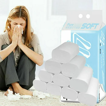 

6/12/18/24 Rolls Toilet Paper Bulk Bath Tissue Bathroom White Soft 4 Ply Household Office TN88