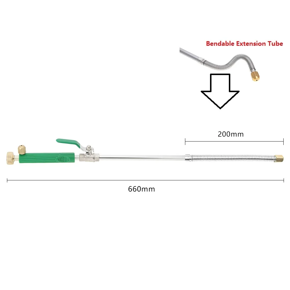 Автомобильный водяной пистолет высокого давления, Омыватель струи воды 46,5/66 см, садовая мойка, шланг, насадка, распылитель, поливочный Спринклерный инструмент - Цвет: Green add Tube
