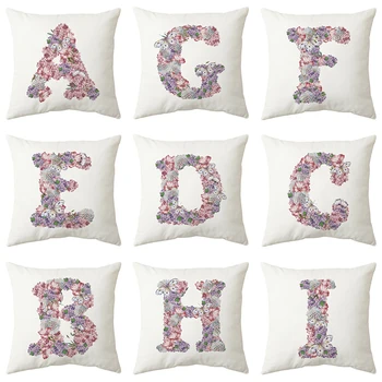 

Purple Flower Butterfly Letter Pillow Case Home Decor For Sofa Bedroom Seat Car Decoration Cushion Cover