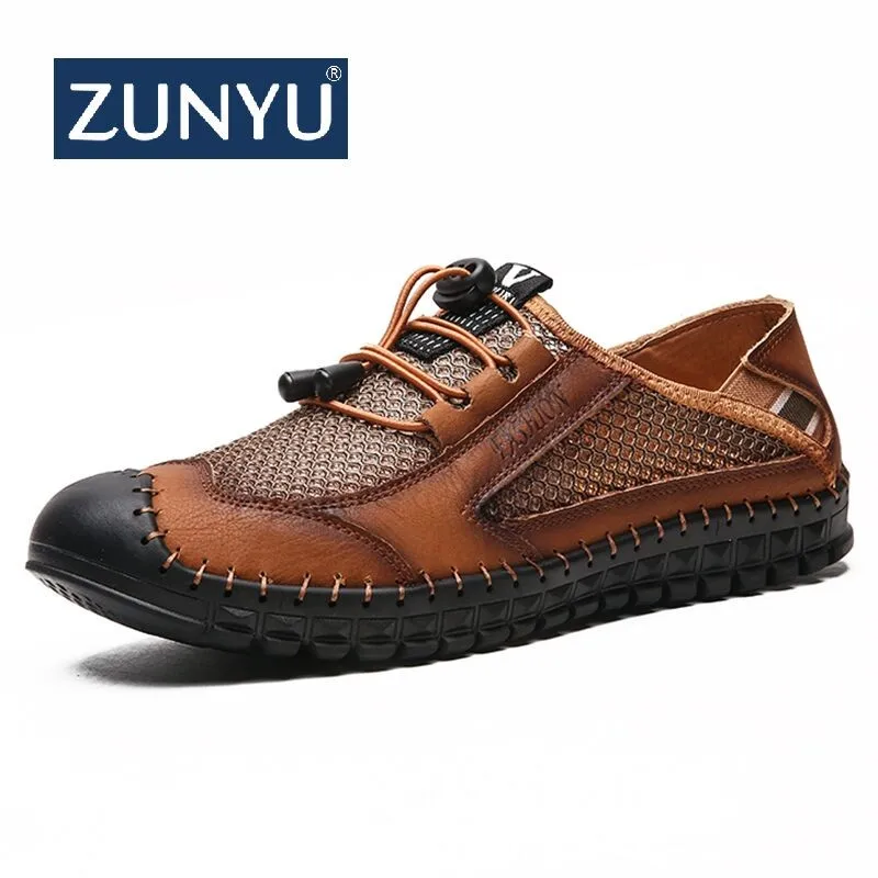 Zunyu New Summer Handmade Mesh Sneakers Men Shoes Casual Soft Breathable Outdoor Wading Comfortable Male Footwear Size 38-48 | Обувь